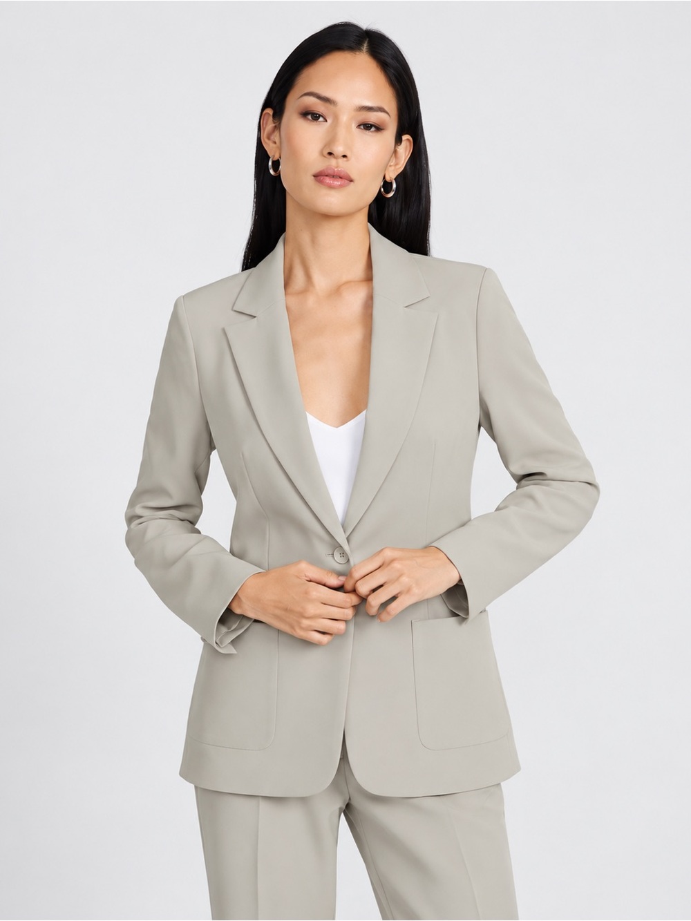 GAP Women's Single-Button Blazer in Pale Gray